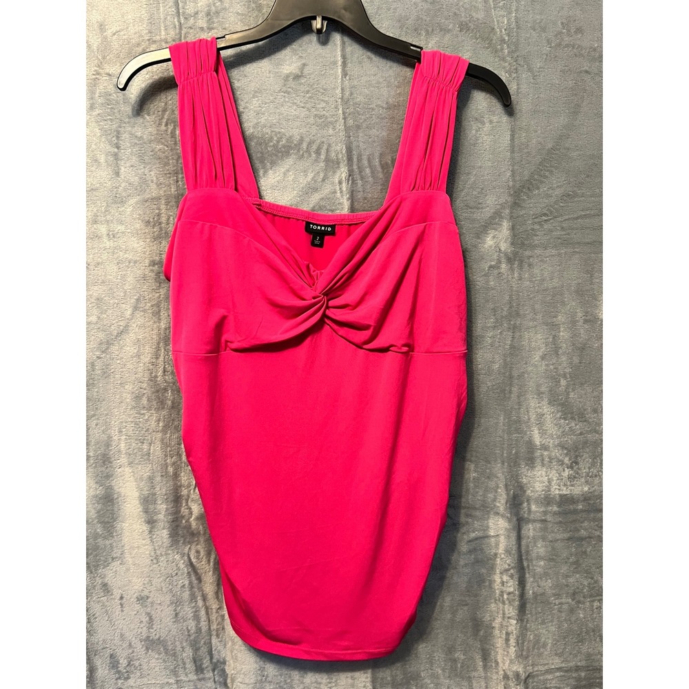 Torrid Women's Pink Sleeveless Ruched Tank Top Size 2 22/24 Whimsy‎